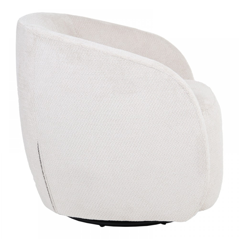 Πολυθρόνα Barrelo pakoworld περιστρεφόμενη με κρεμ ύφασμα 77x72x69εκ