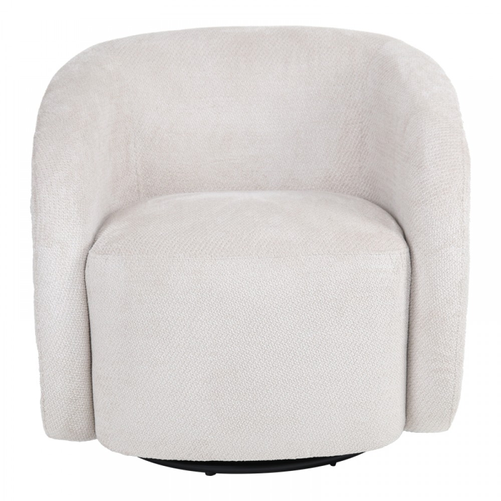 Πολυθρόνα Barrelo pakoworld περιστρεφόμενη με κρεμ ύφασμα 77x72x69εκ