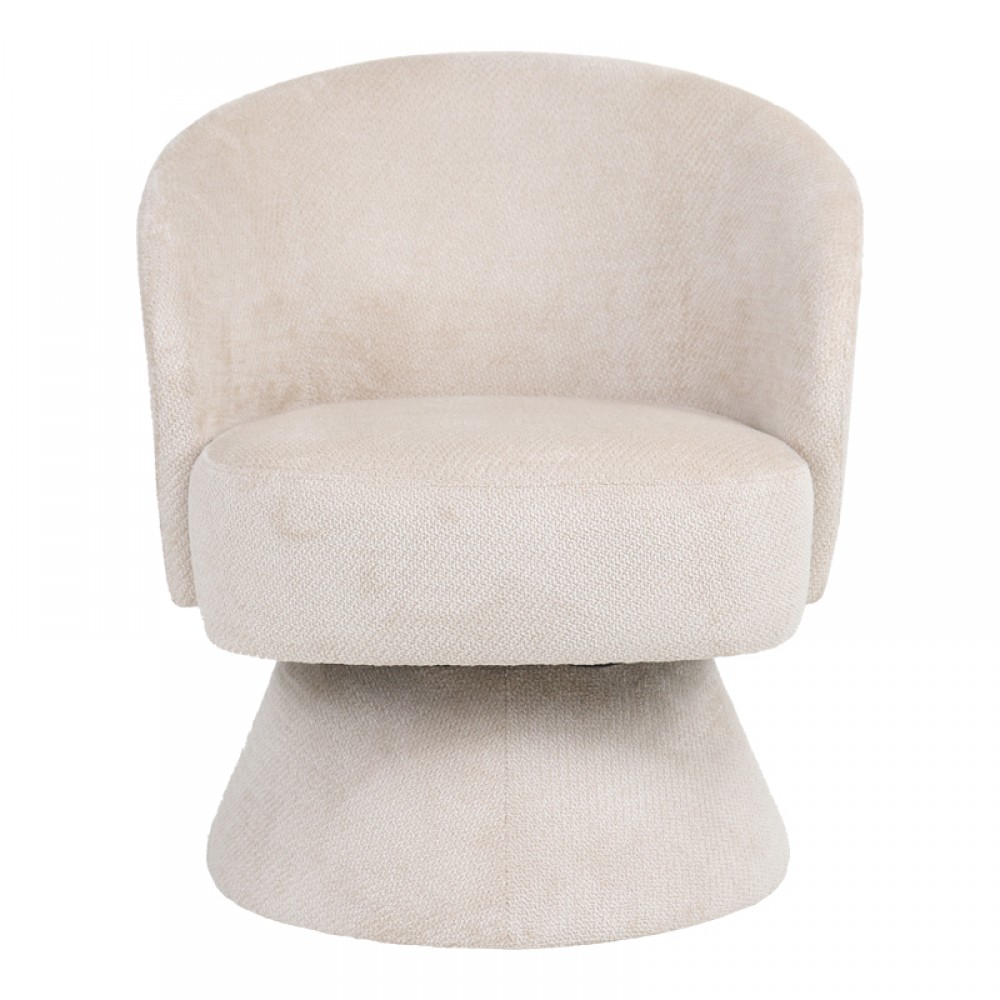 Πολυθρόνα Cioura pakoworld περιστρεφόμενη ύφασμα μπεζ 70x68x75εκ