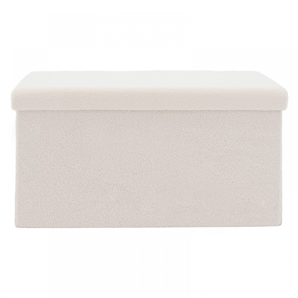 Σκαμπό-μπαούλο Forward pakoworld ύφασμα μπουκλέ ivory 76.5x38x37.5εκ
