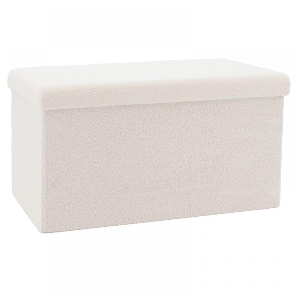 Σκαμπό-μπαούλο Forward pakoworld ύφασμα μπουκλέ ivory 76.5x38x37.5εκ