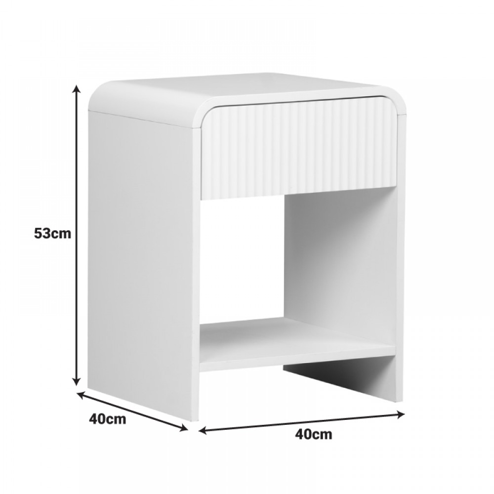 Κομοδίνο Zeplen pakoworld MDF σε λευκή απόχρωση 40x40x53εκ