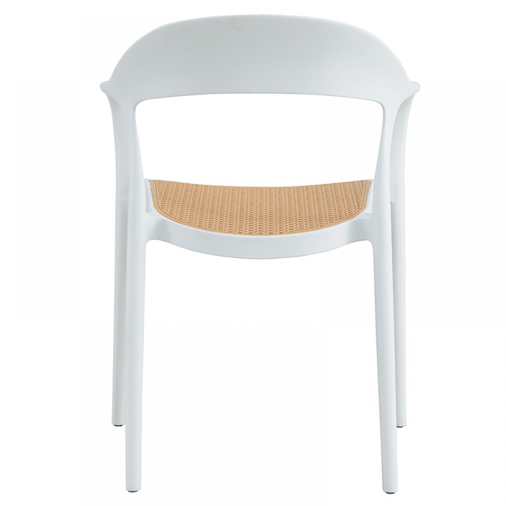 Πολυθρόνα Ember στοιβαζόμενη pakoworld με UV protection PP μπεζ- λευκό 52.5x56.5x81εκ.