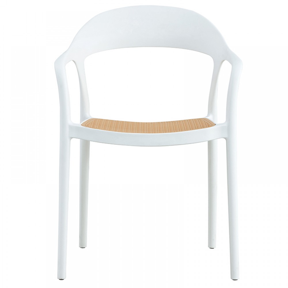 Πολυθρόνα Ember pakoworld με UV protection PP μπεζ- λευκό 52.5x56.5x81εκ.