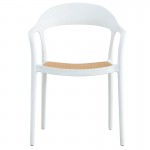 Πολυθρόνα Ember pakoworld με UV protection PP μπεζ- λευκό 52.5x56.5x81εκ.
