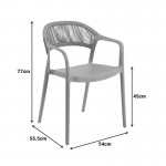 Πολυθρόνα Ankara pakoworld στοιβαζόμενη pp-pe rattan σε λευκή-φυσική απόχρωση 54x55.5x77εκ