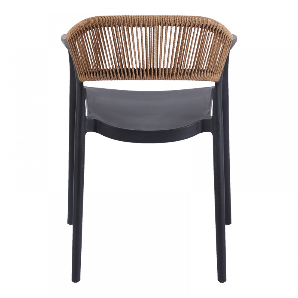 Πολυθρόνα Ankara pakoworld στοιβαζόμενη pp-pe rattan σε μαύρη-φυσική απόχρωση 54x55.5x77εκ