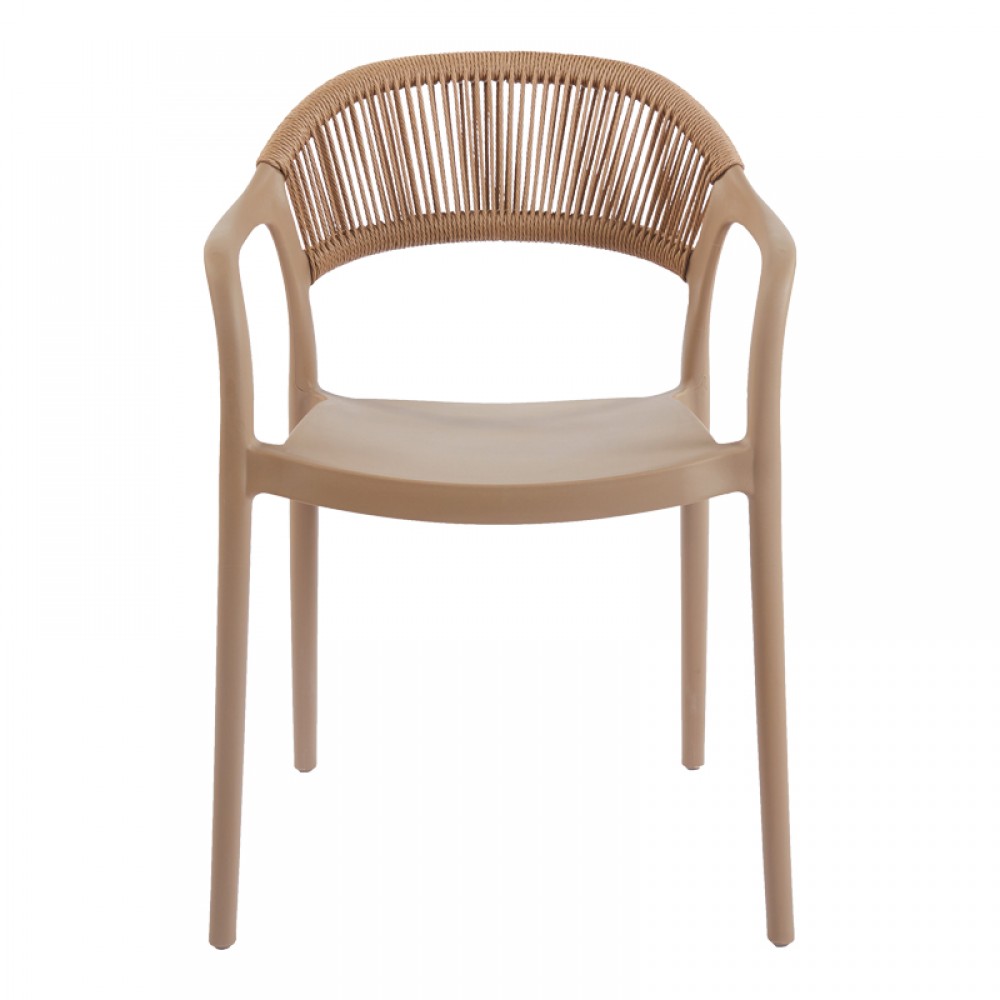 Πολυθρόνα Ankara pakoworld στοιβαζόμενη pp-pe rattan σε μόκα-φυσική απόχρωση 54x55.5x77εκ