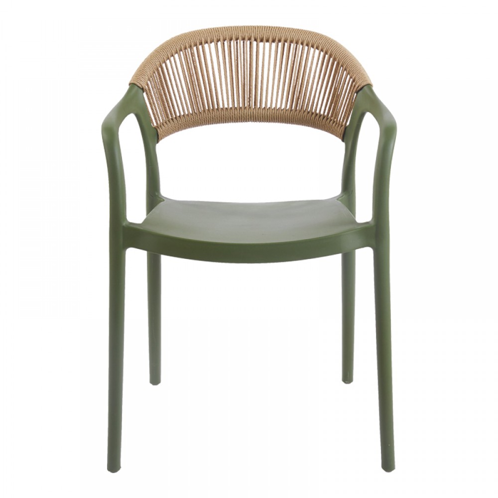 Πολυθρόνα Ankara pakoworld στοιβαζόμενη pp-pe rattan σε λαδί-φυσική απόχρωση 54x55.5x77εκ