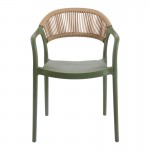 Πολυθρόνα Ankara pakoworld στοιβαζόμενη pp-pe rattan σε λαδί-φυσική απόχρωση 54x55.5x77εκ