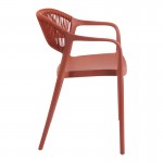 Πολυθρόνα Ankara pakoworld στοιβαζόμενη pp-pe rattan σε terracotta απόχρωση 54x55.5x77εκ