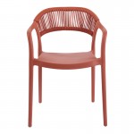 Πολυθρόνα Ankara pakoworld στοιβαζόμενη pp-pe rattan σε terracotta απόχρωση 54x55.5x77εκ