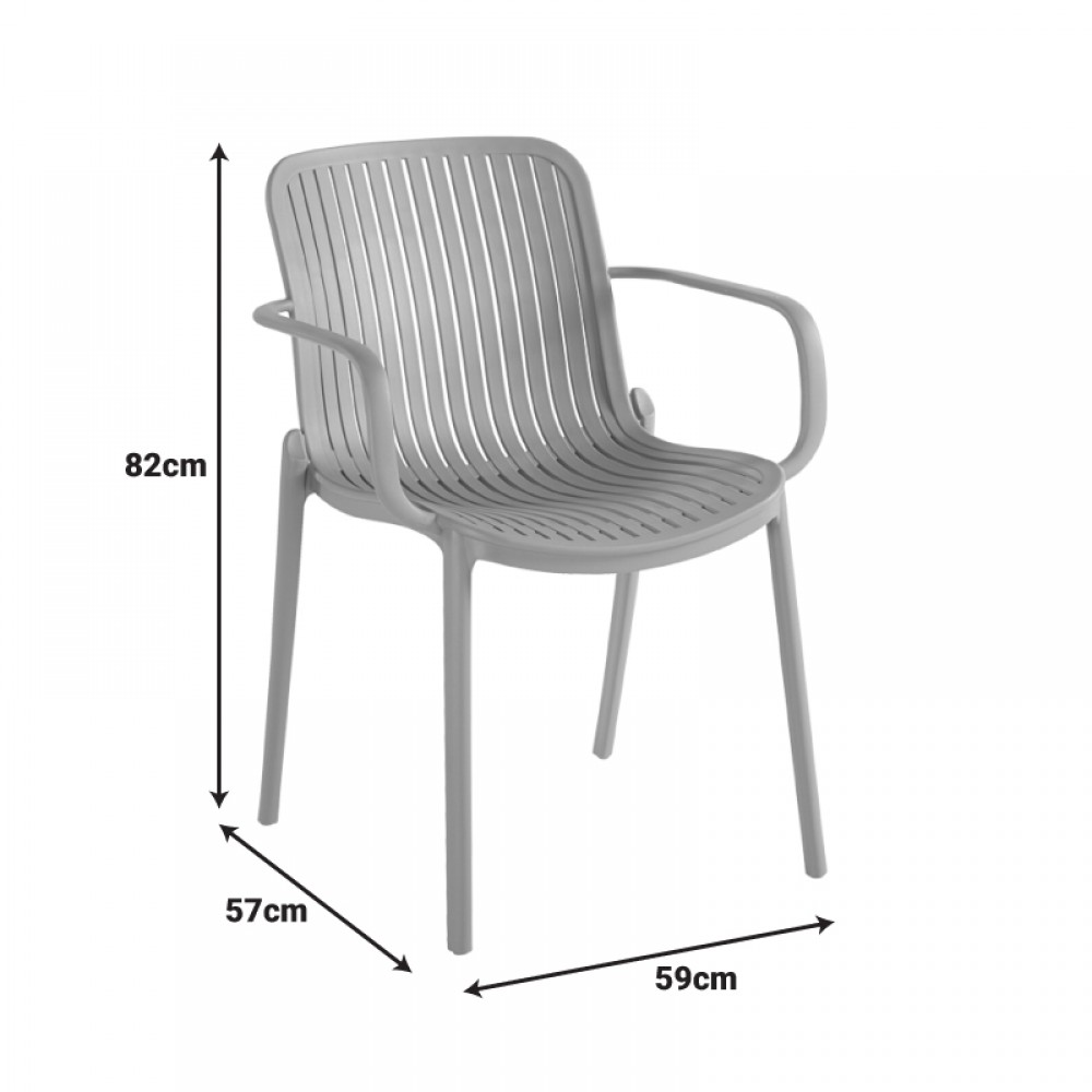 Πολυθρόνα Teragi στοιβαζόμενη pakoworld pp με UV protection λευκή 59x57x82εκ