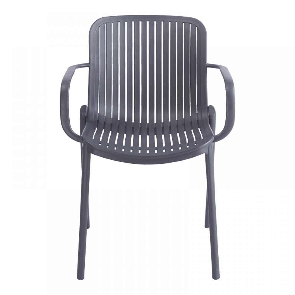 Πολυθρόνα Teragi στοιβαζόμενη pakoworld pp με UV protection ανθρακί 59x57x82εκ