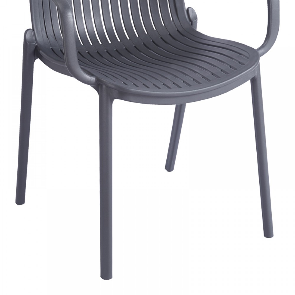 Πολυθρόνα Teragi στοιβαζόμενη pakoworld pp με UV protection ανθρακί 59x57x82εκ