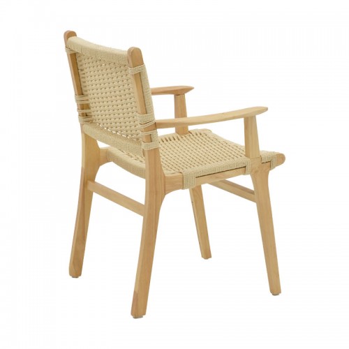Πολυθρόνα Julien pakoworld rubber wood και σχοινί σε φυσική απόχρωση 62x60x85εκ