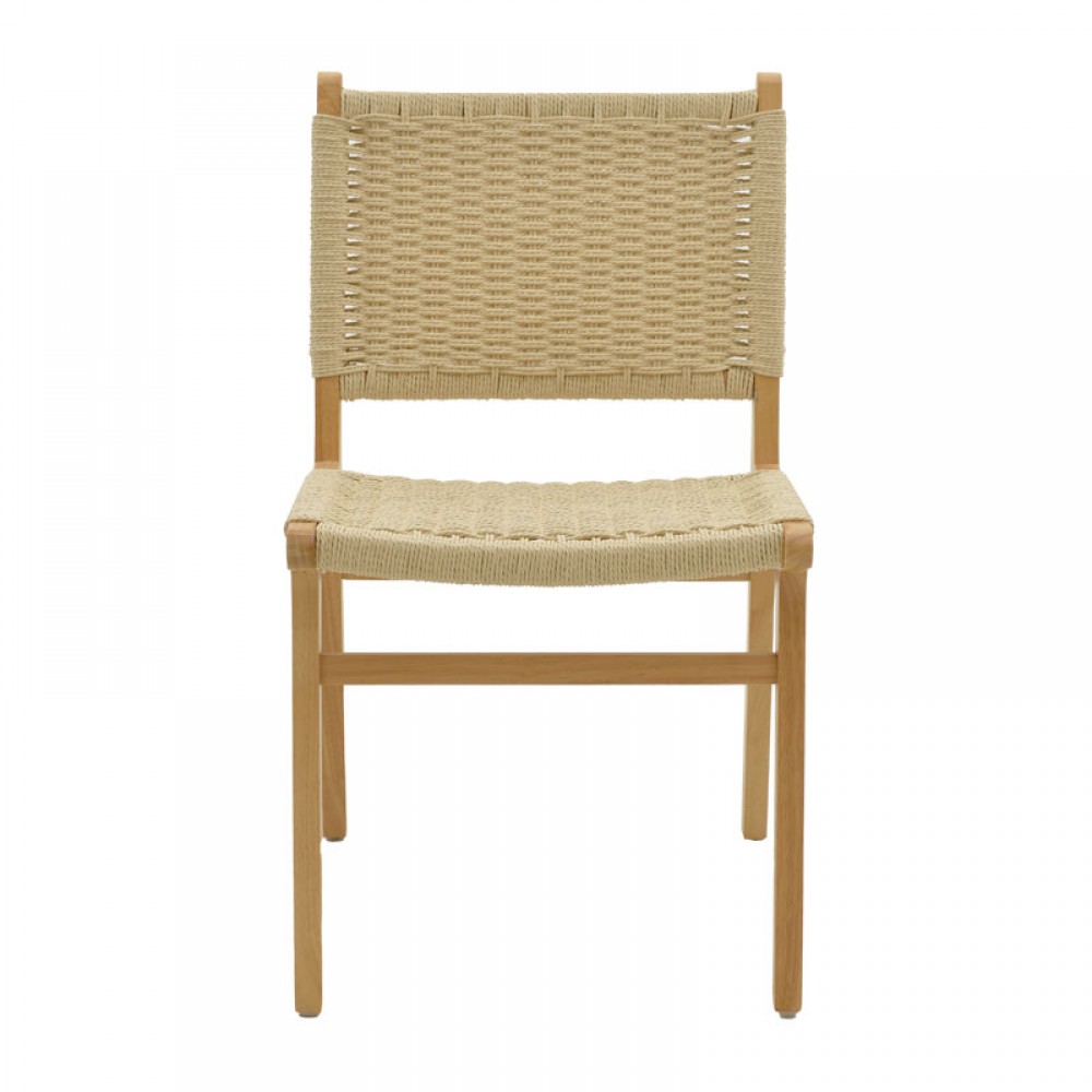 Καρέκλα Julien pakoworld rubberwood φυσικό-έδρα φυσικό σχοινί 61x54x85εκ