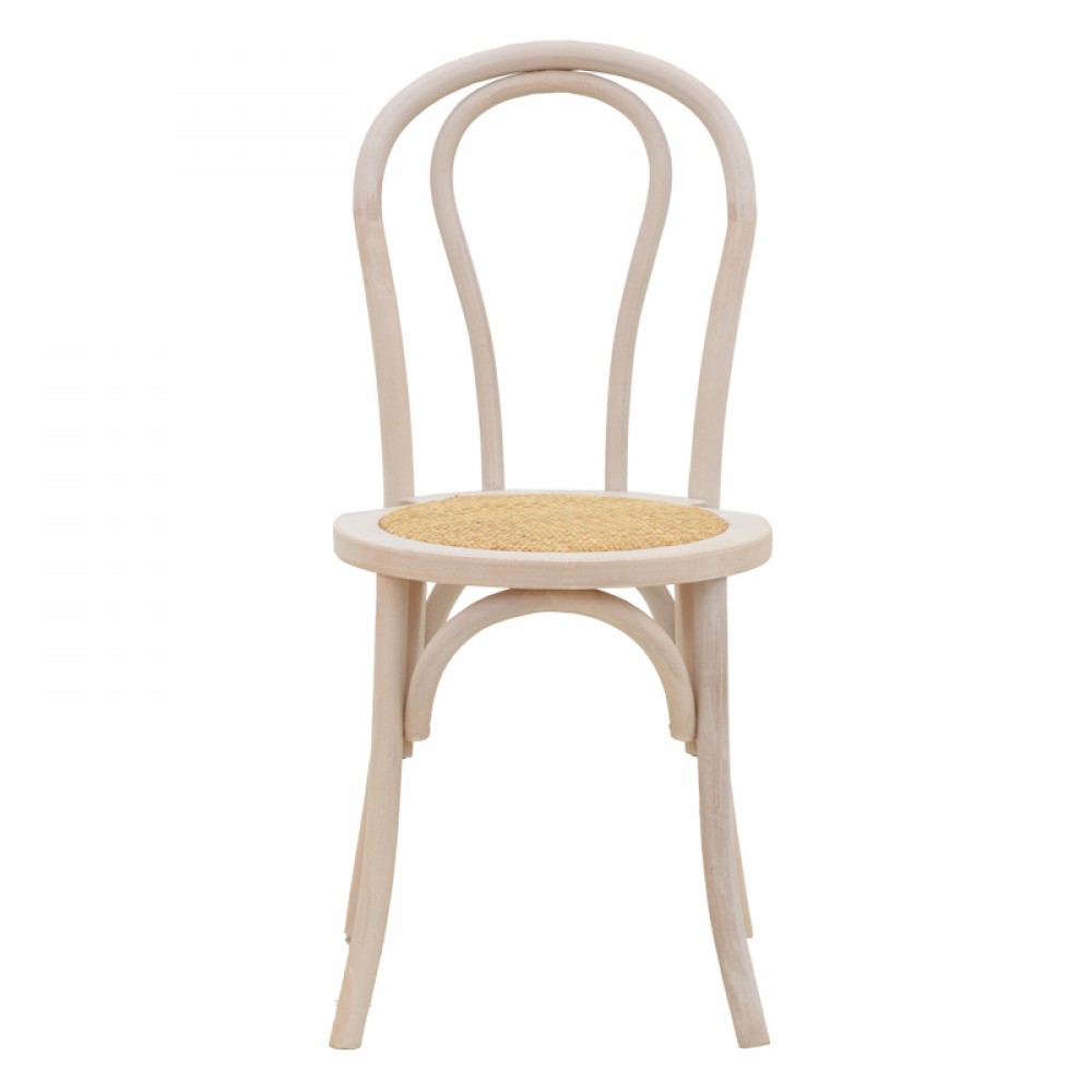 Καρέκλα Azhel pakoworld white wash ξύλο οξιάς-έδρα φυσικό rattan 41x50x89εκ