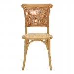 Καρέκλα Karley pakoworld φυσικό ξύλο οξιάς-έδρα φυσικό rattan 48x52x89εκ