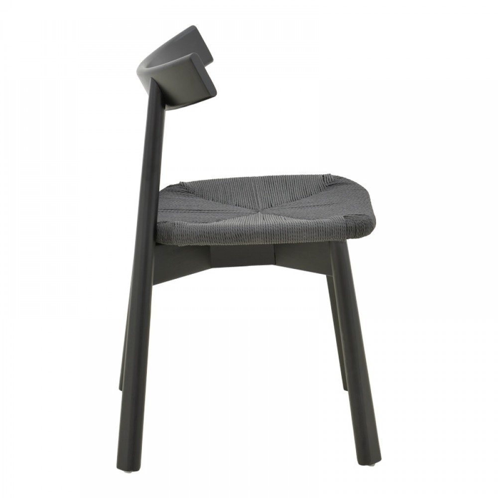 Καρέκλα Clareta pakoworld rubberwood-σχοινί σε μαύρη απόχρωση 53x55x79εκ