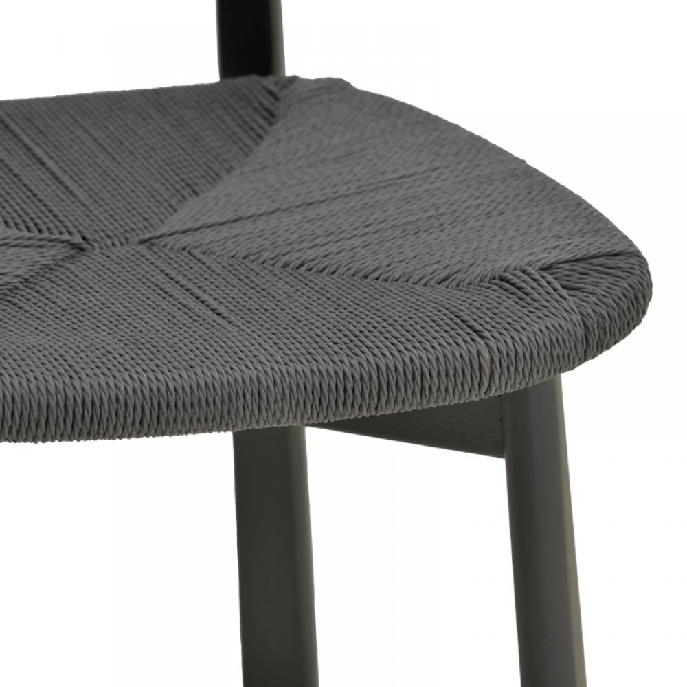 Καρέκλα Clareta pakoworld rubberwood-σχοινί σε μαύρη απόχρωση 53x55x79εκ