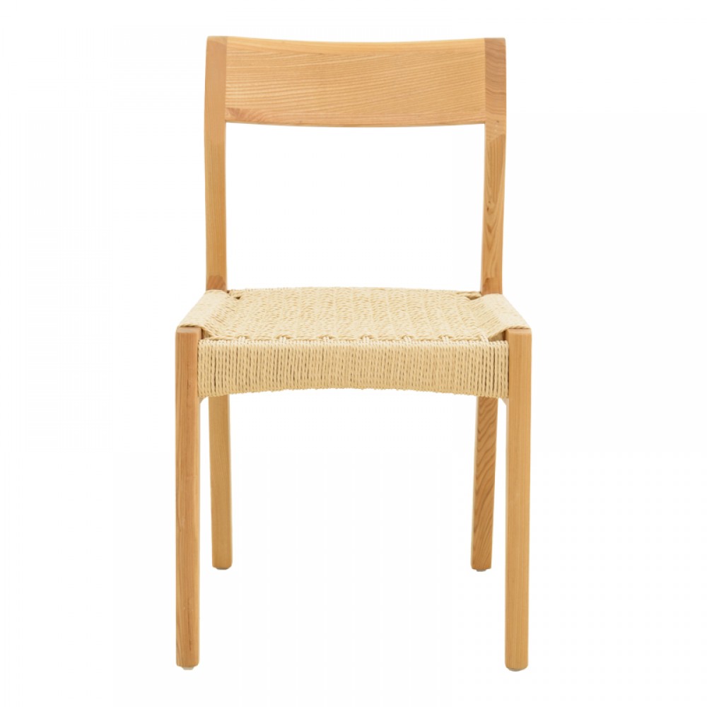 Καρέκλα Karlinda pakoworld ξύλο οξιάς-έδρα σχοινί σε φυσική απόχρωση 47.5x55x81εκ