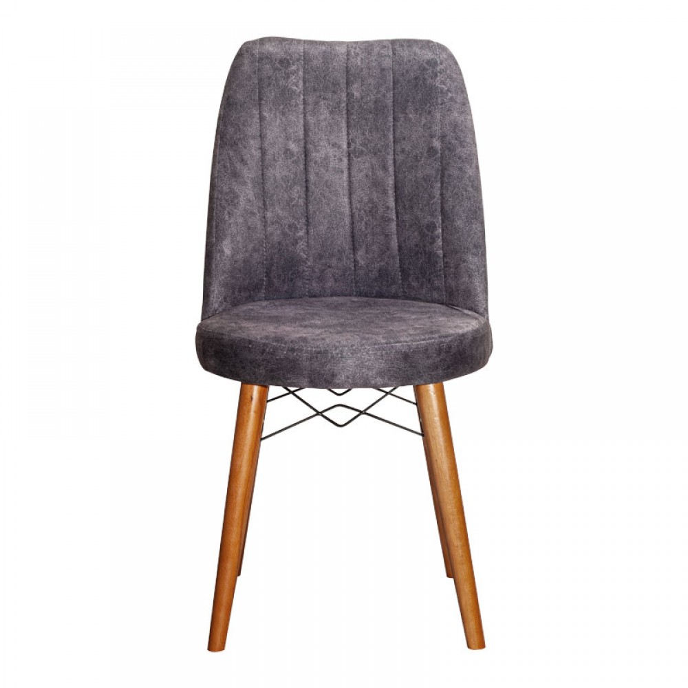 Καρέκλα Nevis I pakoworld ανθρακί antique ύφασμα-καρυδί πόδι