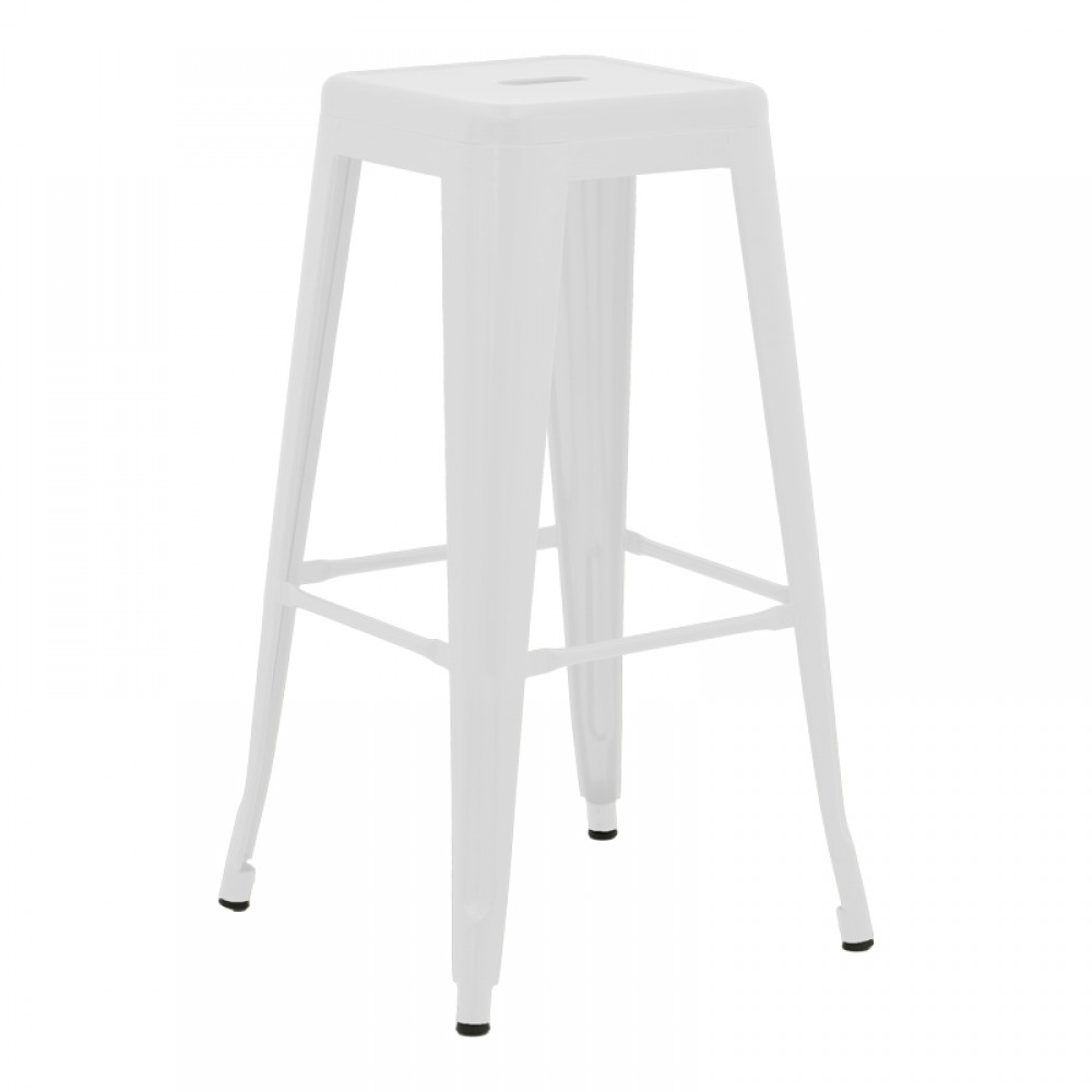 Σκαμπό μπαρ Utopia pakoworld μέταλλο σε λευκή ματ απόχρωση 42x42x76εκ