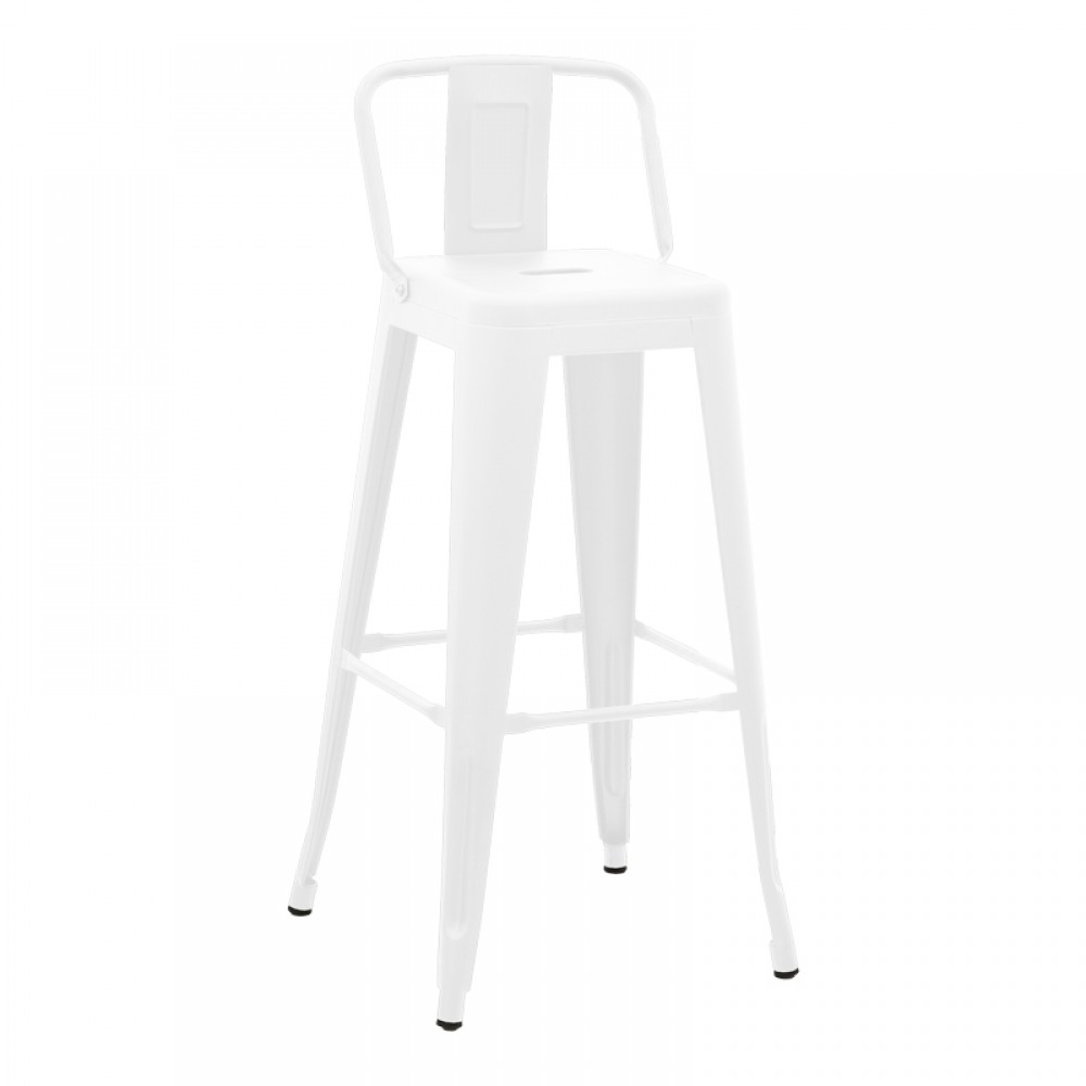 Σκαμπό μπαρ με πλάτη Utopia pakoworld μέταλλο σε λευκή ματ απόχρωση 42x42x97εκ