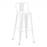 Σκαμπό μπαρ με πλάτη Utopia pakoworld μέταλλο σε λευκή ματ απόχρωση 42x42x97εκ