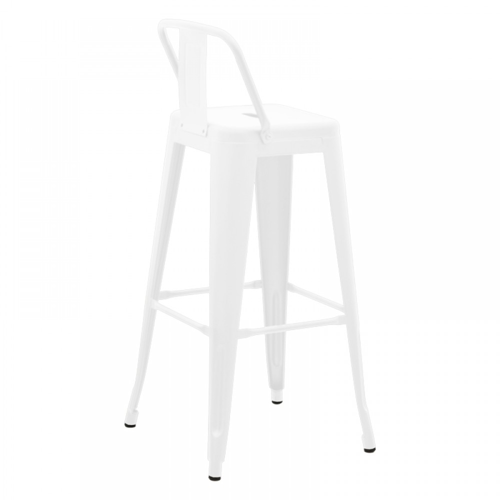 Σκαμπό μπαρ με πλάτη Utopia pakoworld μέταλλο σε λευκή ματ απόχρωση 42x42x97εκ