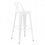 Σκαμπό μπαρ με πλάτη Utopia pakoworld μέταλλο σε λευκή ματ απόχρωση 42x42x97εκ