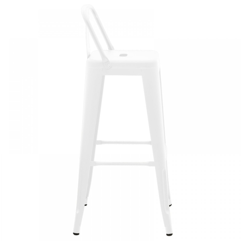 Σκαμπό μπαρ με πλάτη Utopia pakoworld μέταλλο σε λευκή ματ απόχρωση 42x42x97εκ