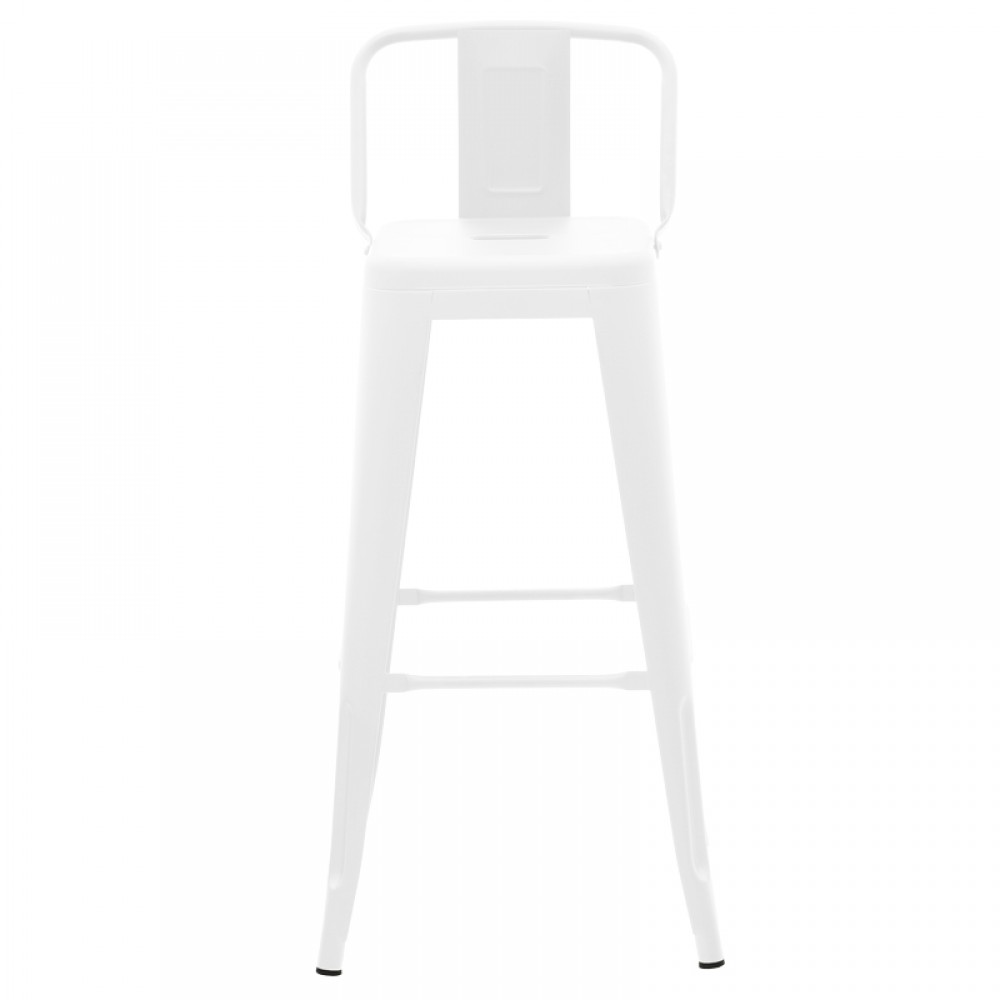 Σκαμπό μπαρ με πλάτη Utopia pakoworld μέταλλο σε λευκή ματ απόχρωση 42x42x97εκ