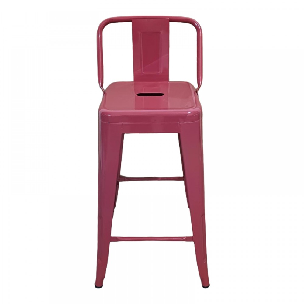 Σκαμπό μπαρ μεσαίου ύψους με πλάτη Utopia pakoworld terracotta 42x42x86εκ