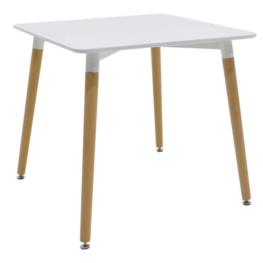 Τραπέζι Natali pakoworld MDF λευκό-πόδια φυσικό 80x80x76εκ