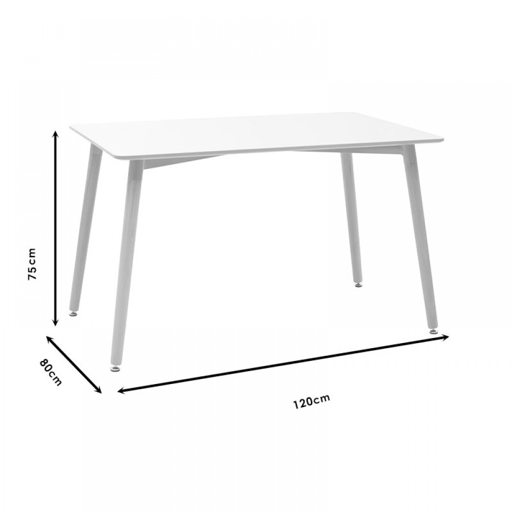 Τραπέζι Natali pakoworld MDF λευκό-πόδια φυσικό 120x80x76εκ