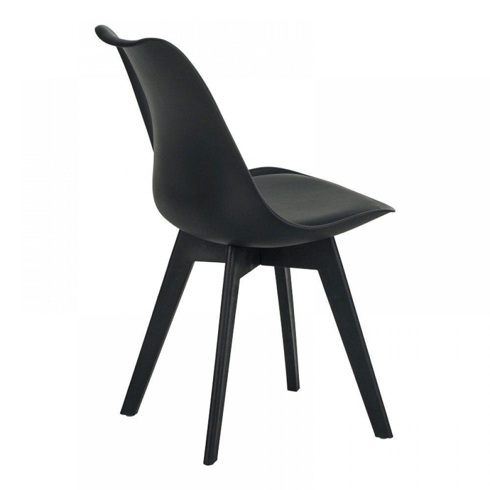 Καρέκλα Gaston I pakoworld PP-PU σε μαύρη απόχρωση 48.5x53.5x81.5εκ