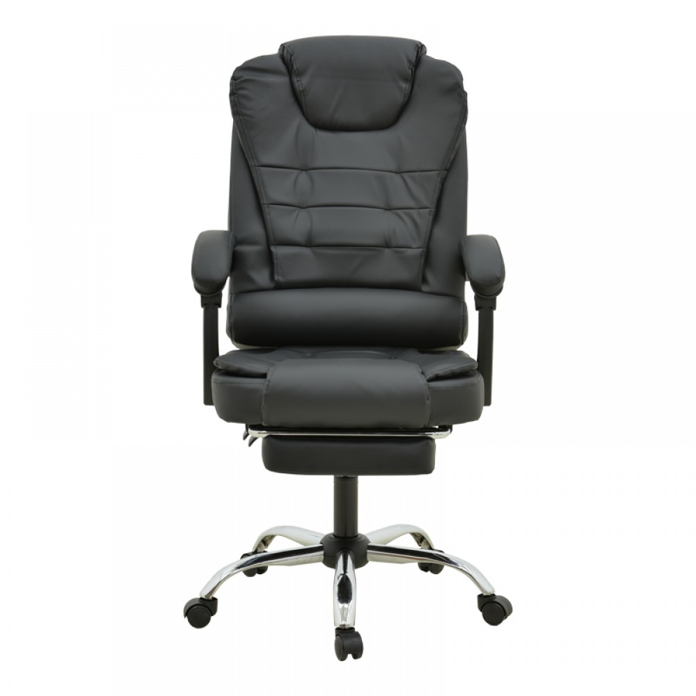 Καρέκλα γραφείου διευθυντή με υποπόδιο και μηχανισμό massage Volter pakoworld pu μαύρο 62x70x110εκ