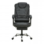Καρέκλα γραφείου διευθυντή με υποπόδιο και μηχανισμό massage Volter pakoworld pu μαύρο 62x70x110εκ