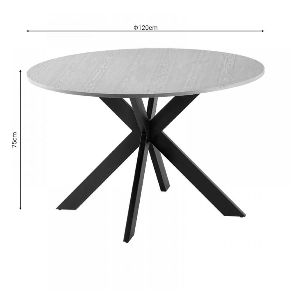 Τραπέζι Jeston pakoword MDF sonoma-πόδι μαύρο μέταλλο Φ120x75εκ