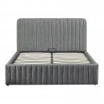 Κρεβάτι διπλό Zilin pakoworld ύφασμα ανθρακί-beige 160x200εκ
