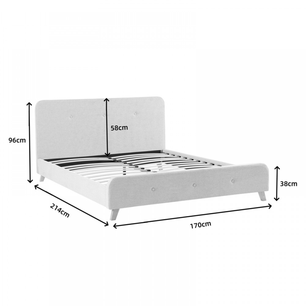 Κρεβάτι διπλό Restel pakoworld ύφασμα γκρι 160x200εκ