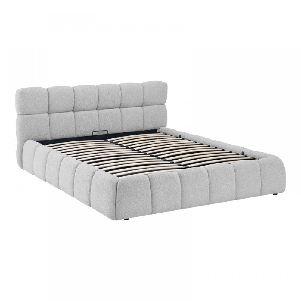 Κρεβάτι Jeby pakoworld ύφασμα σε γκρι απόχρωση με αποθηκευτικό χώρο 160x200εκ