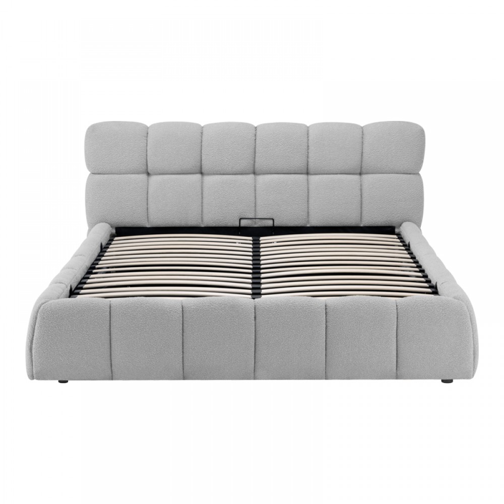 Κρεβάτι Jeby pakoworld ύφασμα σε γκρι απόχρωση με αποθηκευτικό χώρο 160x200εκ