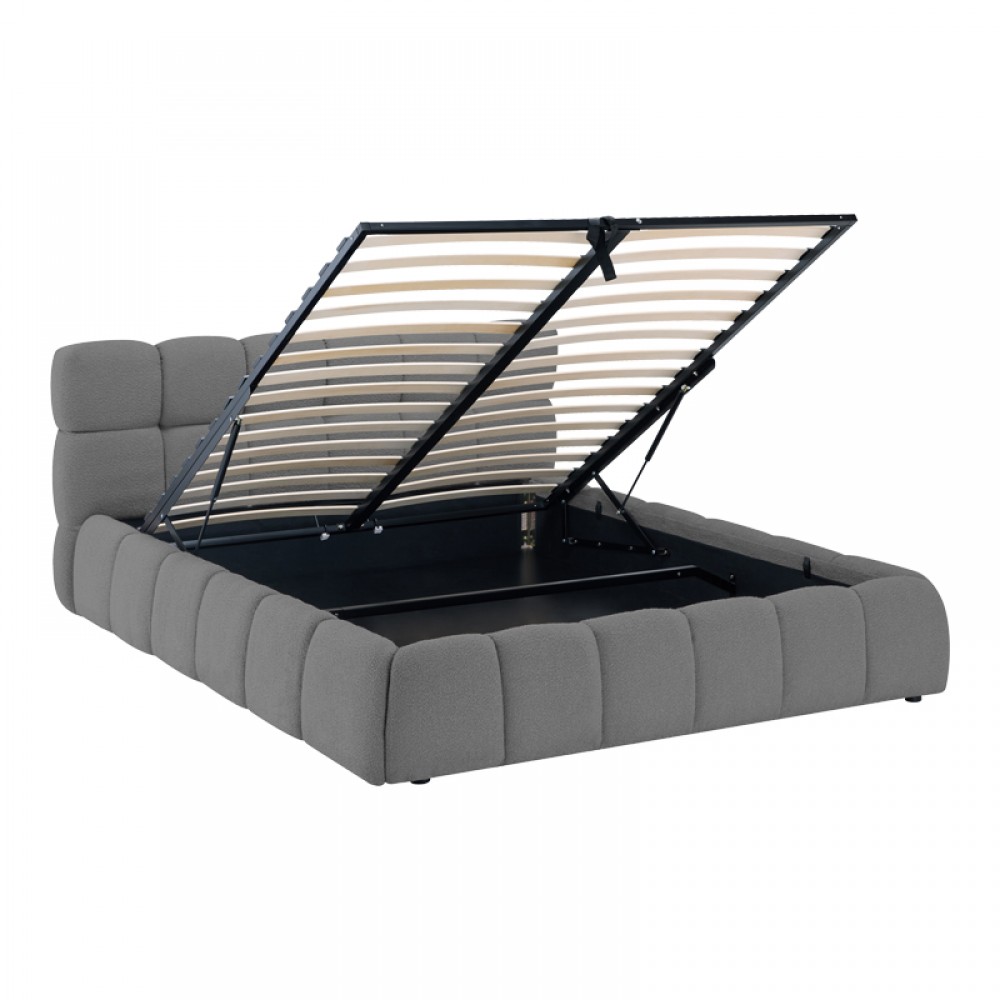 Κρεβάτι Jeby pakoworld ύφασμα σε ανθρακί απόχρωση με αποθηκευτικό χώρο 160x200εκ