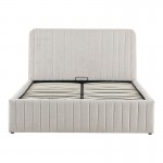 Κρεβάτι διπλό Zilin pakoworld ύφασμα μπεζ με αποθηκευτικό χώρο 160x200εκ