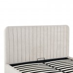 Κρεβάτι διπλό Zilin pakoworld ύφασμα μπεζ με αποθηκευτικό χώρο 160x200εκ