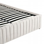 Κρεβάτι διπλό Zilin pakoworld ύφασμα μπεζ με αποθηκευτικό χώρο 160x200εκ