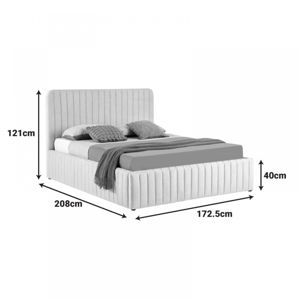 Κρεβάτι διπλό Zilin pakoworld ύφασμα μπουκλε μπεζ με αποθηκευτικό χώρο 160x200εκ